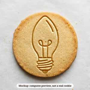 Christmas Light Bulb cookie stamp - cookie mockup, a computer preview, not a real cookie