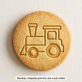 Christmas Train cookie stamp - cookie mockup, a computer preview, not a real cookie