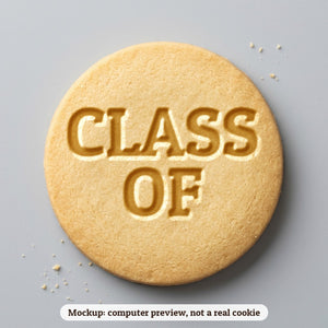 Class Of cookie stamp - cookie mockup, a computer preview, not a real cookie