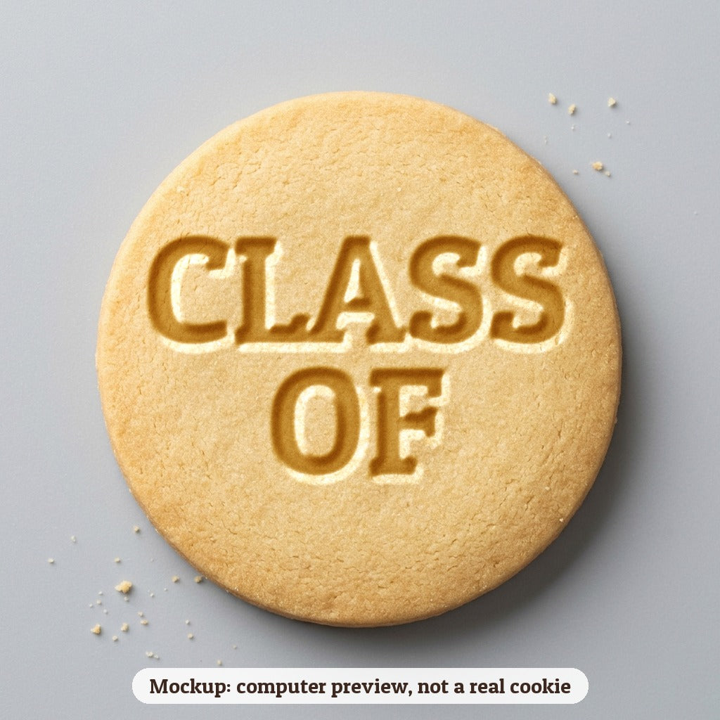 Class Of cookie stamp - cookie mockup, a computer preview, not a real cookie