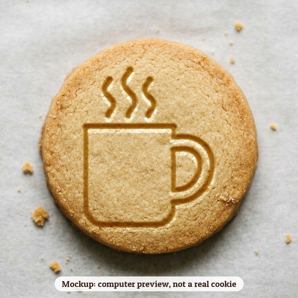 Coffee Mug cookie stamp - cookie mockup, a computer preview, not a real cookie