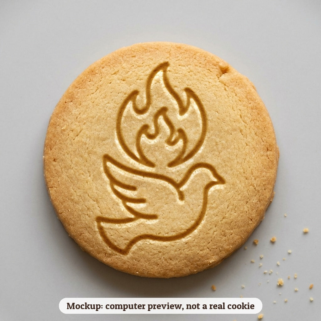 Confirmation Flame cookie stamp - cookie mockup, a computer preview, not a real cookie