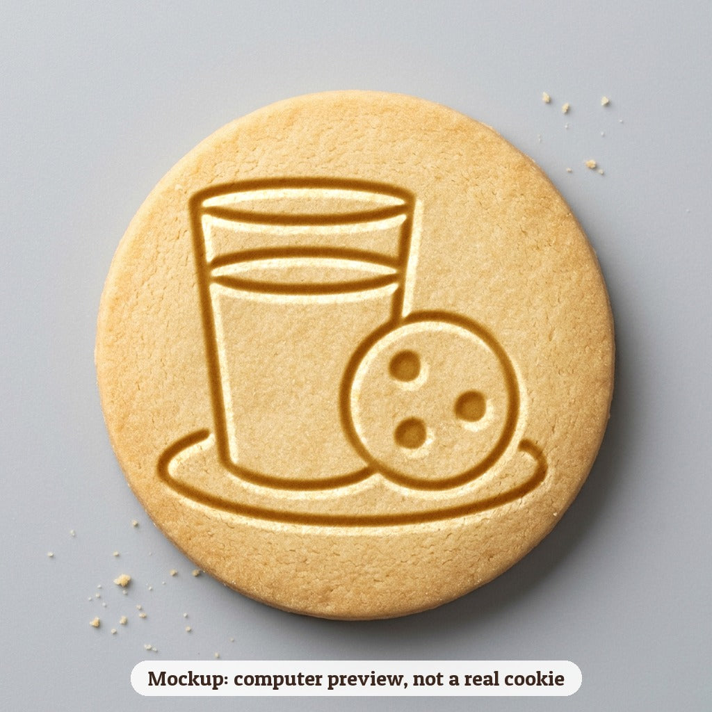 Cookies and Milk cookie stamp - cookie mockup, a computer preview, not a real cookie