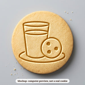 Cookies and Milk cookie stamp - cookie mockup, a computer preview, not a real cookie