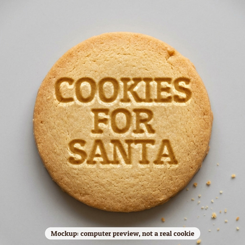 Cookies for Santa cookie stamp - cookie mockup, a computer preview, not a real cookie