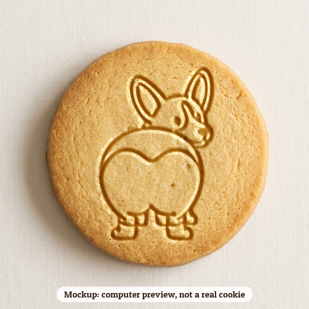 Corgi cookie stamp - cookie mockup, a computer preview, not a real cookie