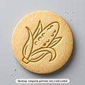 Corn on the Cob cookie stamp - cookie mockup, a computer preview, not a real cookie