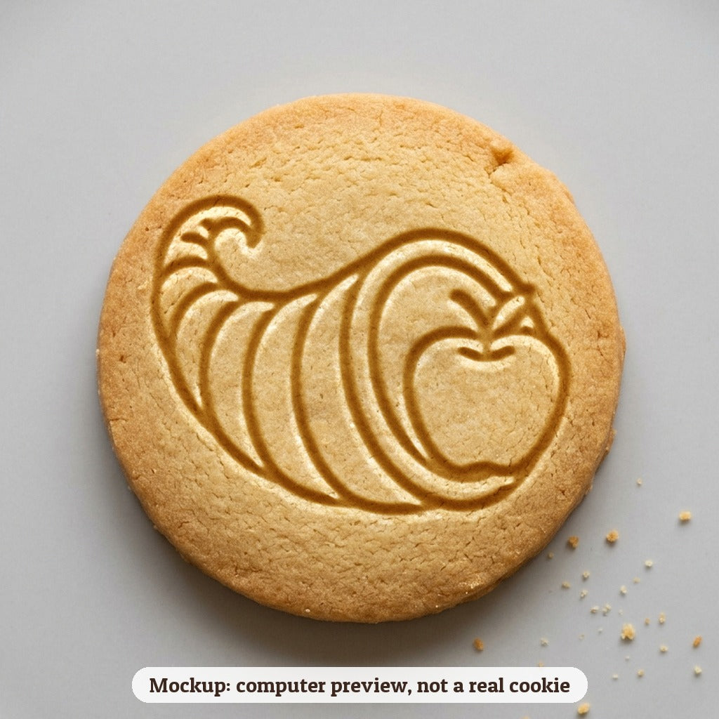 Cornucopia cookie stamp - cookie mockup, a computer preview, not a real cookie