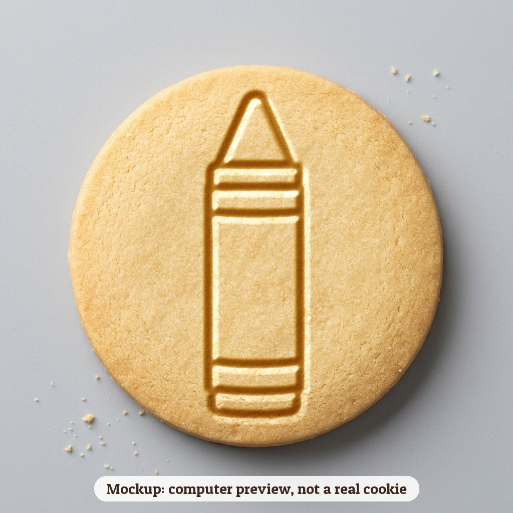 Crayon cookie stamp - cookie mockup, a computer preview, not a real cookie