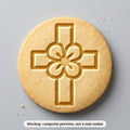 Cross with Flowers cookie stamp - cookie mockup, a computer preview, not a real cookie
