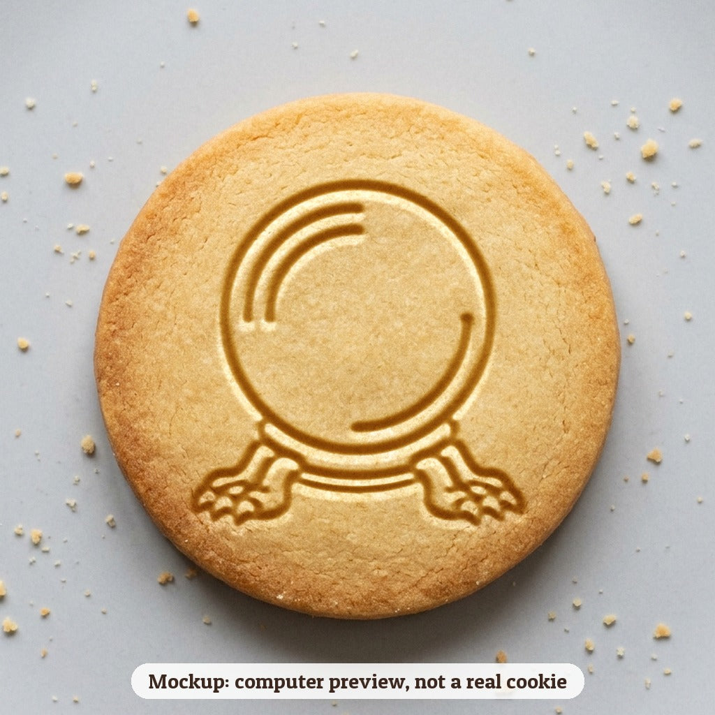 Crystal Ball cookie stamp - cookie mockup, a computer preview, not a real cookie