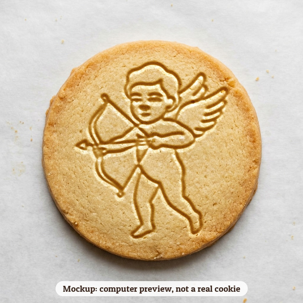 Cupid cookie stamp - cookie mockup, a computer preview, not a real cookie