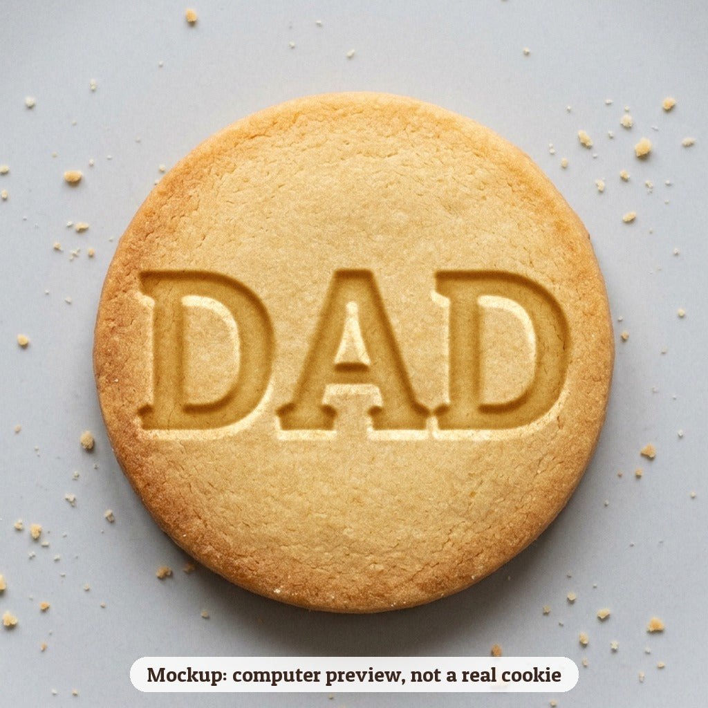 Dad cookie stamp - cookie mockup, a computer preview, not a real cookie