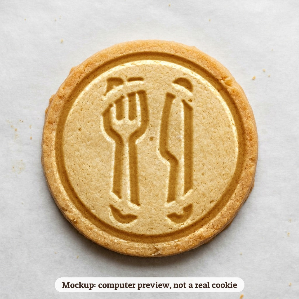 Dinner Plate cookie stamp - cookie mockup, a computer preview, not a real cookie