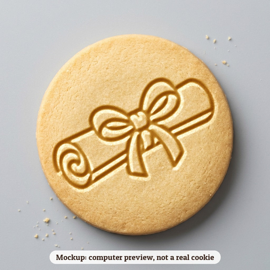 Diploma Scroll cookie stamp - cookie mockup, a computer preview, not a real cookie