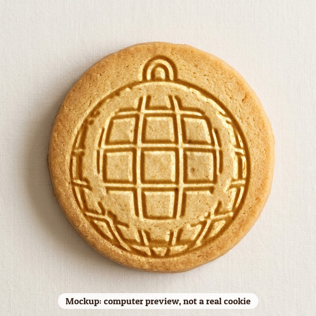 Disco Ball cookie stamp - cookie mockup, a computer preview, not a real cookie