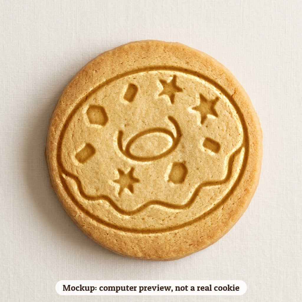 Donut cookie stamp - cookie mockup, a computer preview, not a real cookie