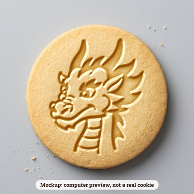 Dragon cookie stamp - cookie mockup, a computer preview, not a real cookie