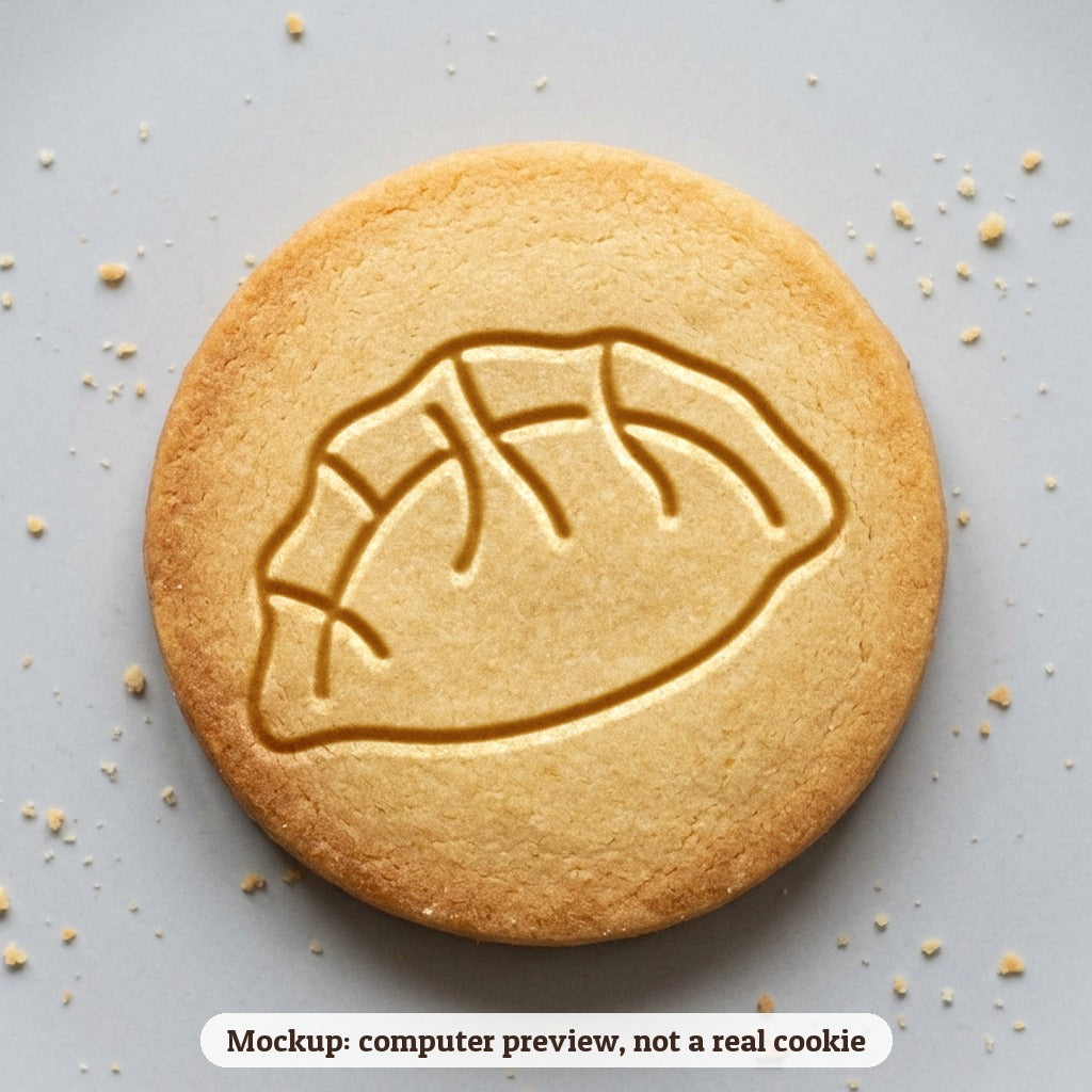 Dumplings cookie stamp - cookie mockup, a computer preview, not a real cookie