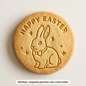 Easter Bunny cookie stamp - cookie mockup, a computer preview, not a real cookie