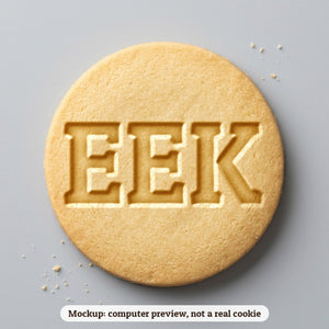 Eek cookie stamp - cookie mockup, a computer preview, not a real cookie