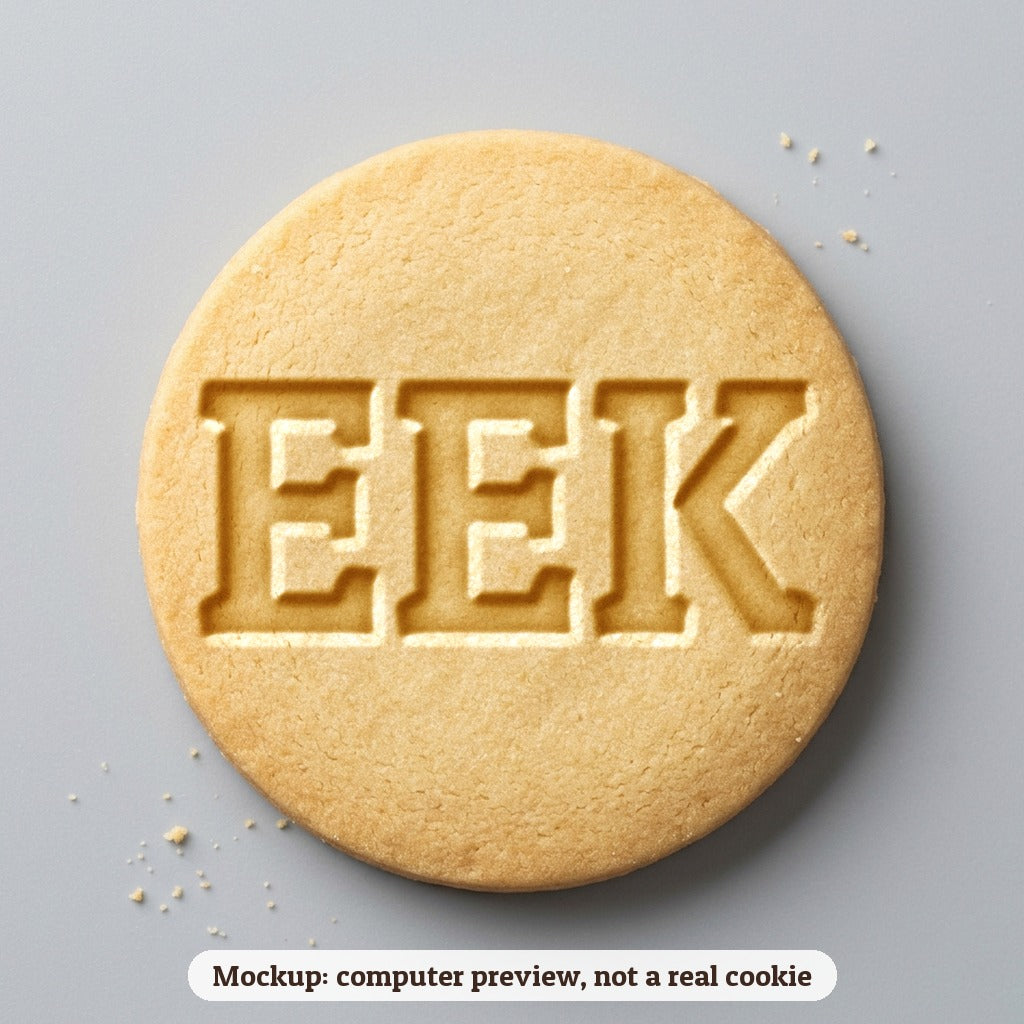 Eek cookie stamp - cookie mockup, a computer preview, not a real cookie