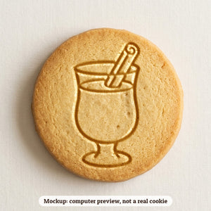 Eggnog Glass cookie stamp - cookie mockup, a computer preview, not a real cookie