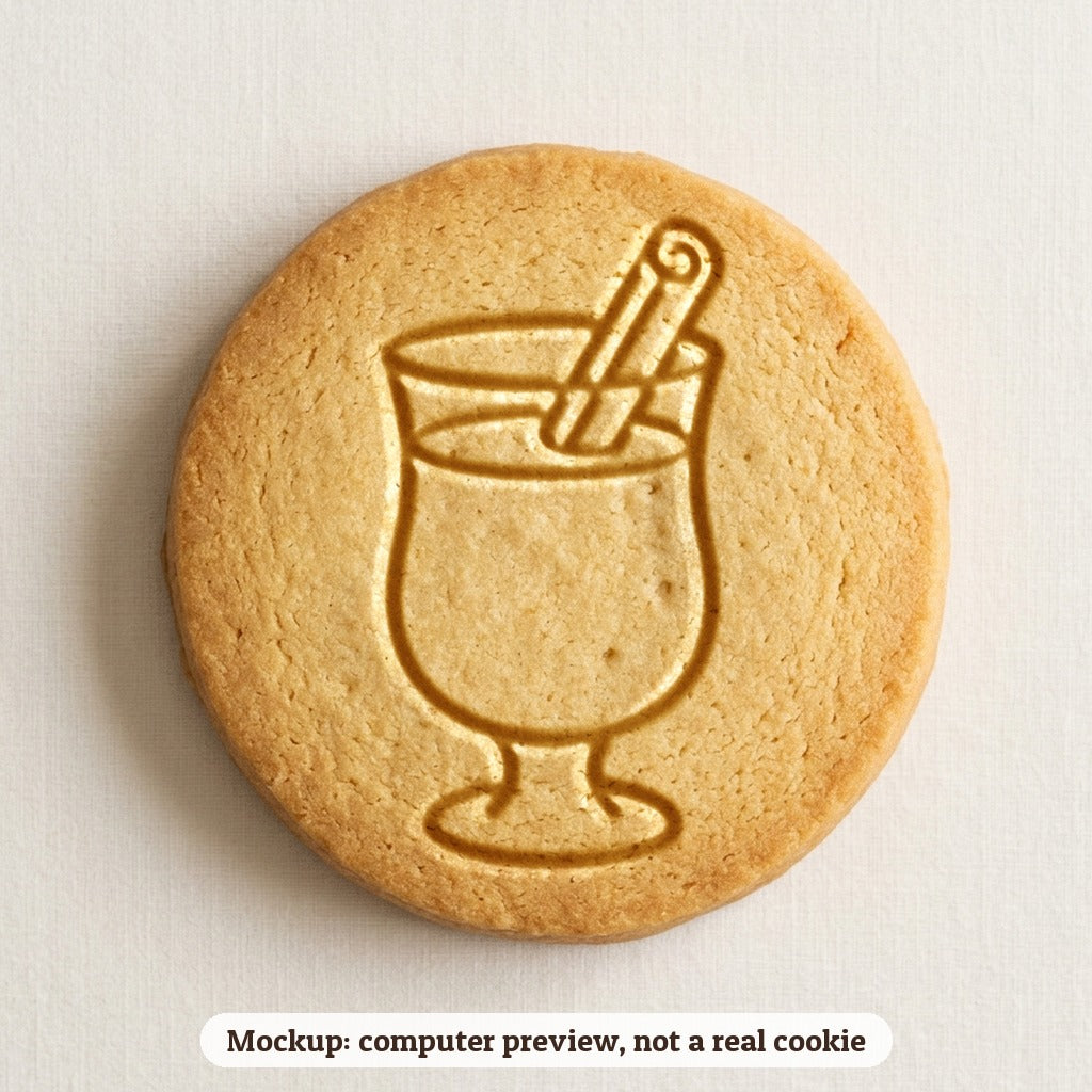 Eggnog Glass cookie stamp - cookie mockup, a computer preview, not a real cookie