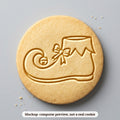 Elf Shoe cookie stamp - cookie mockup, a computer preview, not a real cookie