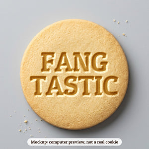 Fang Tastic cookie stamp - cookie mockup, a computer preview, not a real cookie