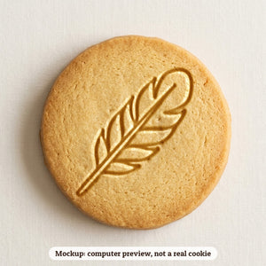 Feather cookie stamp - cookie mockup, a computer preview, not a real cookie