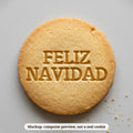 Feliz Navidad cookie stamp - cookie mockup, a computer preview, not a real cookie