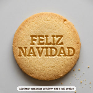 Feliz Navidad cookie stamp - cookie mockup, a computer preview, not a real cookie
