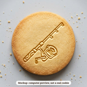 Fishing Rod cookie stamp - cookie mockup, a computer preview, not a real cookie