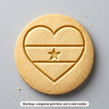 Flag Heart cookie stamp - cookie mockup, a computer preview, not a real cookie