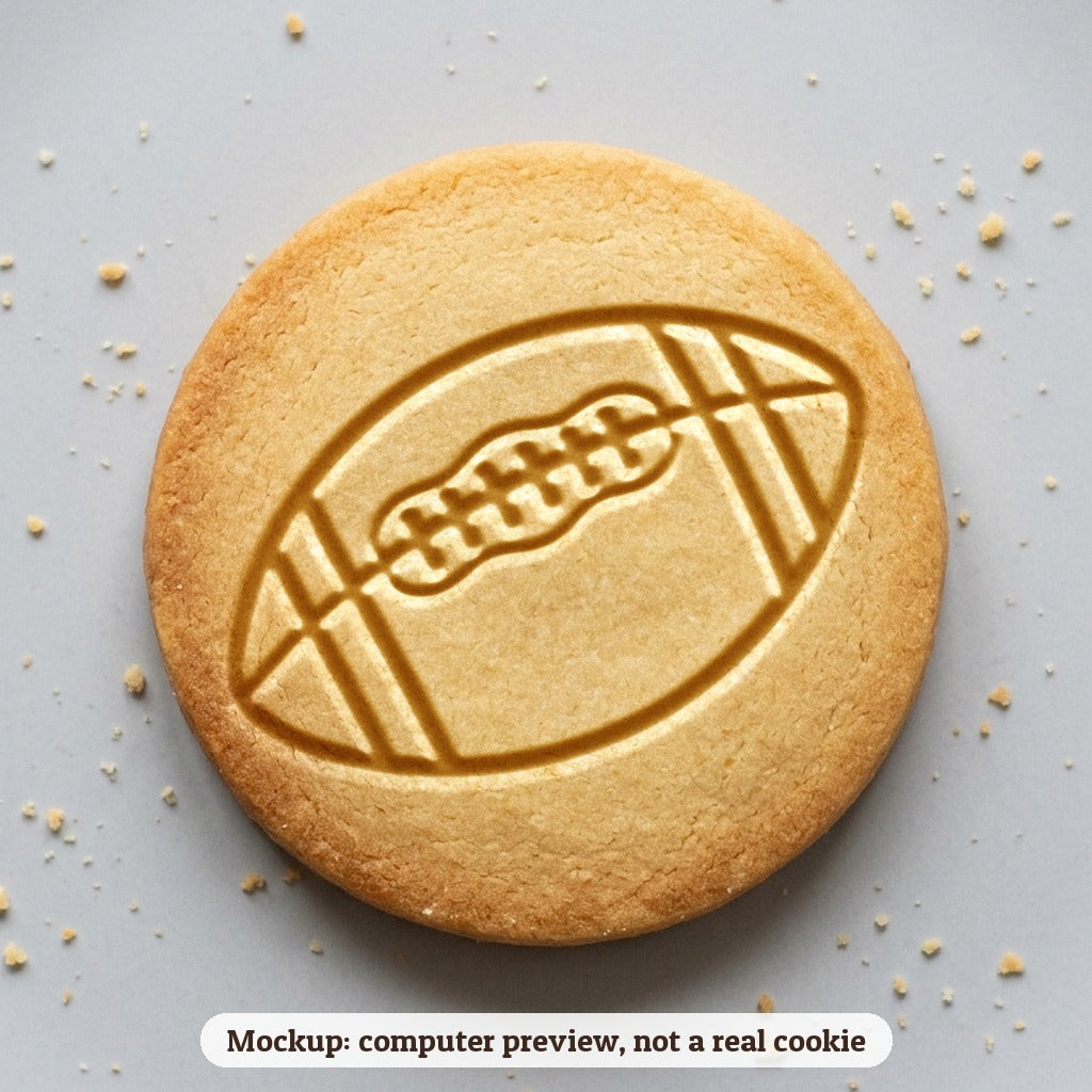 Football cookie stamp - cookie mockup, a computer preview, not a real cookie