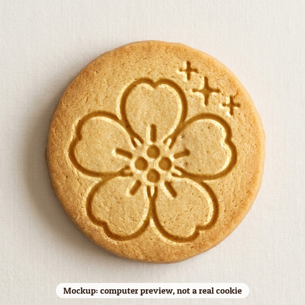 Forget-Me-Not cookie stamp - cookie mockup, a computer preview, not a real cookie