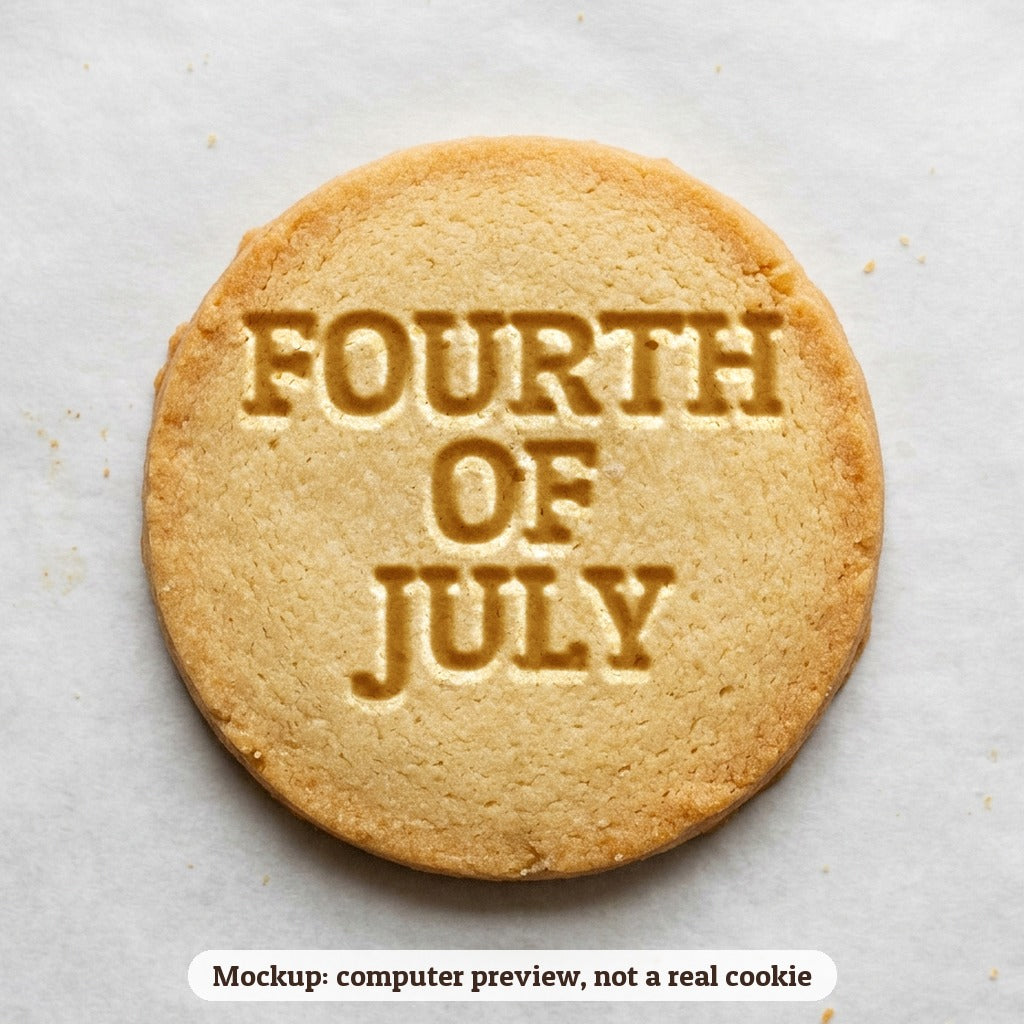 Fourth of July cookie stamp - cookie mockup, a computer preview, not a real cookie