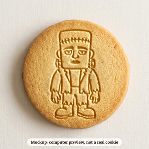 Frankenstein Monster cookie stamp - cookie mockup, a computer preview, not a real cookie