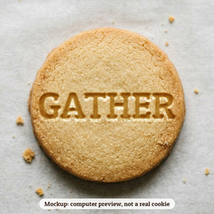 Gather cookie stamp - cookie mockup, a computer preview, not a real cookie