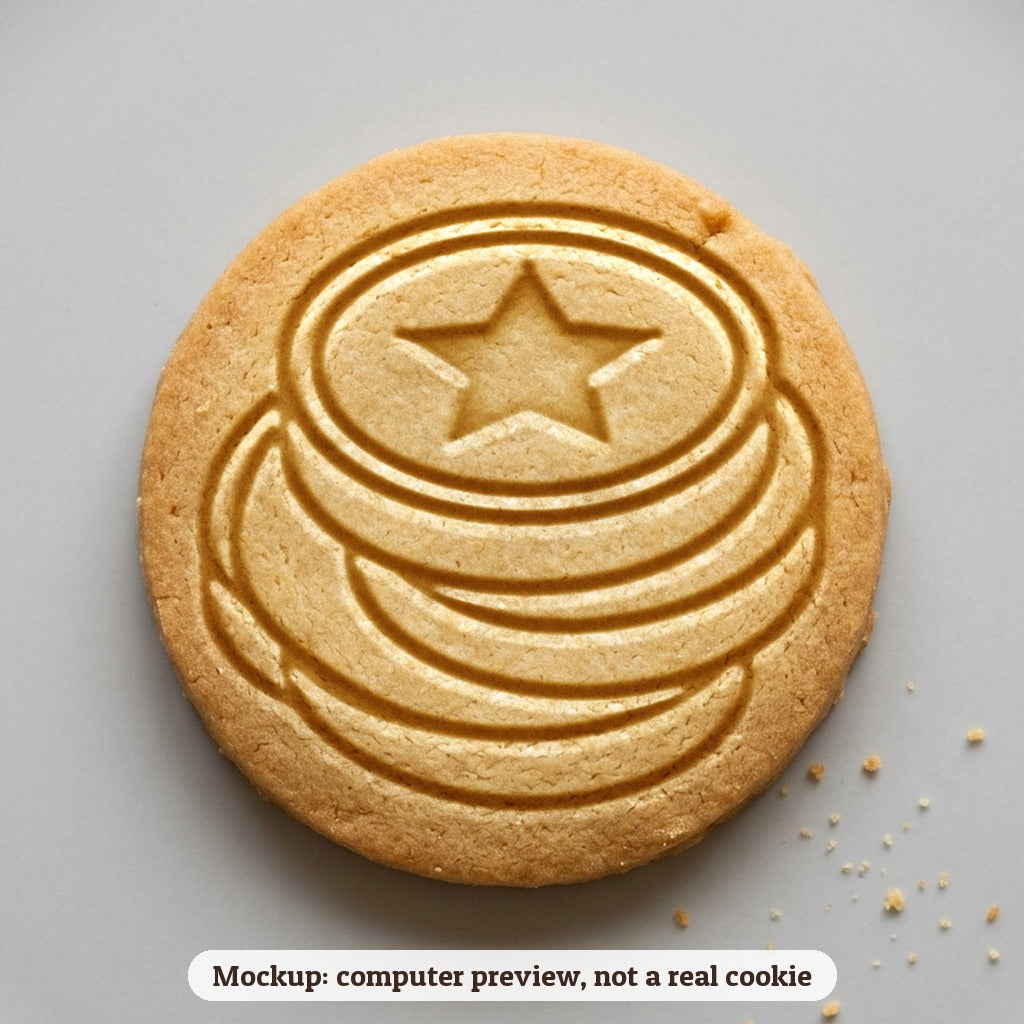Gelt Coins cookie stamp - cookie mockup, a computer preview, not a real cookie