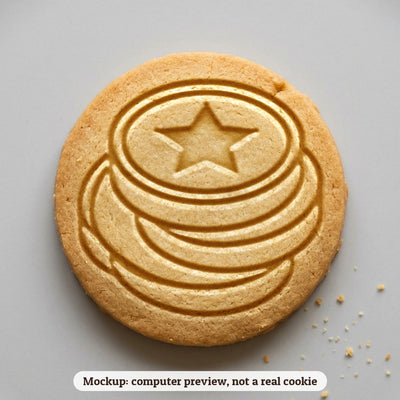 Gelt Coins cookie stamp - cookie mockup, a computer preview, not a real cookie