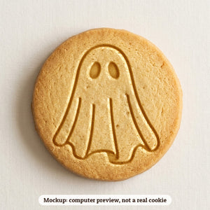 Ghost cookie stamp - cookie mockup, a computer preview, not a real cookie