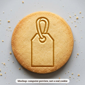 Gift Tag cookie stamp - cookie mockup, a computer preview, not a real cookie