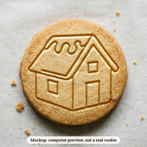 Gingerbread House cookie stamp - cookie mockup, a computer preview, not a real cookie