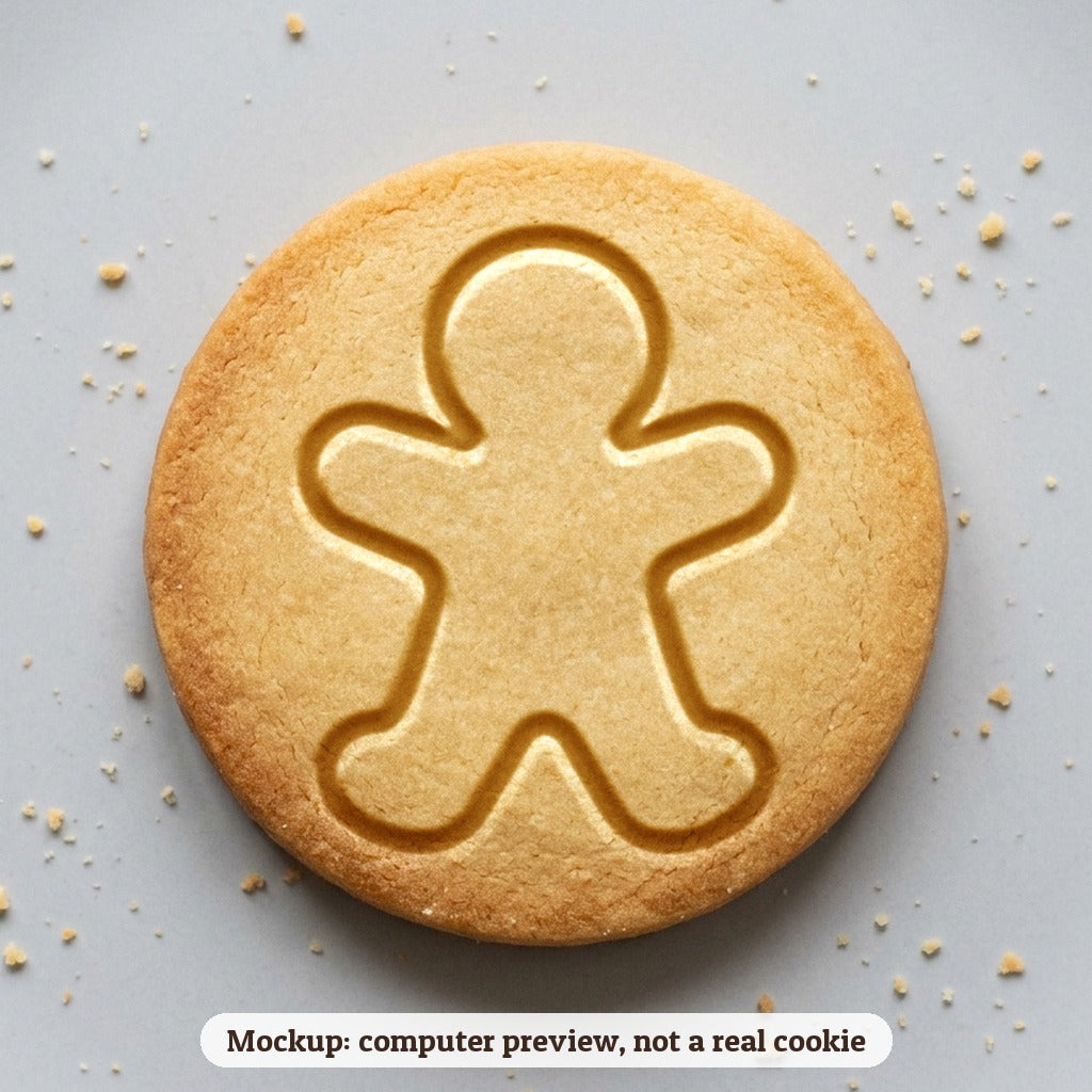 Gingerbread Man cookie stamp - cookie mockup, a computer preview, not a real cookie