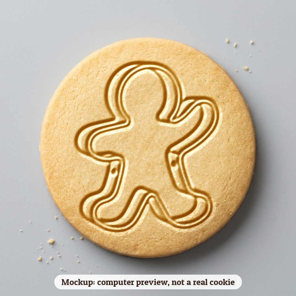 Gingerbread Man Waving cookie stamp - cookie mockup, a computer preview, not a real cookie