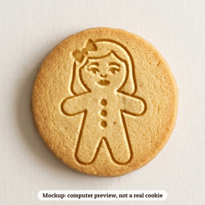 Gingerbread Woman cookie stamp - cookie mockup, a computer preview, not a real cookie