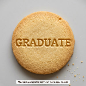 Graduate cookie stamp - cookie mockup, a computer preview, not a real cookie