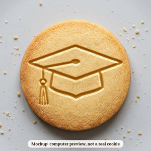 Graduation Cap cookie stamp - cookie mockup, a computer preview, not a real cookie